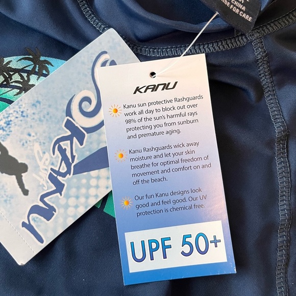 NWT Kanu Surf Boys Rashguard Swim Shirt 12 Navy UPF 50+ - Picture 5 of 9